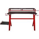 Lloyd Pascal Pro Vx01 - Black Carbon Fibre Effect Gaming Desk With Red Frame