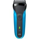 Braun BRA310 Series 3 Rechargeable Wet and Dry Electric Shaver - Black and Blue