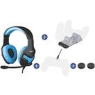 Konix Mythics Gamer Pack for PS4 - PS-400 Headset + Dual Charge Base + PS4 Pad Cable + 2 Thumb Grips