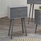 Pacific Lifestyle Dark Grey Pine Wood 2 Drawer Bedside Table