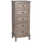 Pacific Lifestyle Taupe Pine Wood 5 Drawer Tall Boy