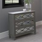 Pacific Lifestyle Dove Grey Mirrored Pine Wood 3 Drawer Wide Unit