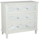 Pacific Lifestyle Ivory Mirrored Pine Wood 3 Drawer Wide Unit
