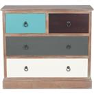 Pacific Lifestyle Pine Wood Multicoloured 4 Drawer Unit