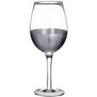 Premier Housewares Set of 4 Large Wine Glasses - Silver Crosshatched Design