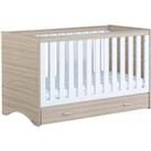 Babymore Veni Cot Bed With Drawer - White Oak