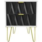 Welcome Furniture Ready Assembled Copenhagen Two Drawer Bedside Cabinet Black and White