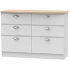 Welcome Furniture Ready Assembled Tilly 6 Drawer Wide Chest Grey
