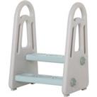 HOMCOM Two To Step Stool for Kids Toddlers with Handle for Toilet Potty Training