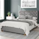 Aspire Monroe Upholstered Ottoman Bed Eire Linen Grey Small Double