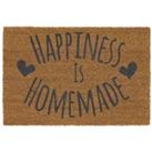 JVL Happiness Is Homemade Latex Coir Mat, 40x60cm - Brown