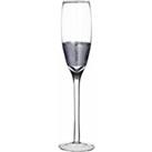 Premier Housewares Set of 4 Champagne Glasses - Silver Crosshatched Design