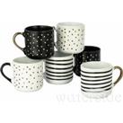 6-Piece Stripe and Spots Mugs