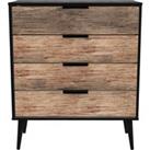 Welcome Furniture Ready Assembled Hirato 4 Drawer Chest - Oak Black Wood Legs