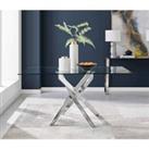 Furniture Box Leonardo Glass And Chrome Metal Modern Dining Table