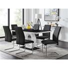 Furniture Box Giovani High Gloss And Glass Dining Table And 6 x Black Lorenzo Chairs Set