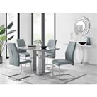 Furniture Box Imperia 120 x 70 cm 4 Seater Modern Grey High Gloss Dining Table And 4 x Elephant Grey Stylish Lorenzo Chrome Dining Chairs Set