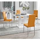 Furniture Box Imperia White Dining Table w/ 4 x Milan Chairs