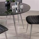 Bentley Designs Christa Black Marble Effect Tempered Glass 4 Seater Dining Table With Nickel Plated 