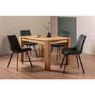 Bentley Designs Cannes Light Oak 4-6 Seater Dining Table & 4 Fontana Dark Grey Faux Suede Fabric Chairs