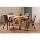 Bentley Designs Cannes Light Oak 4-6 Seater Dining Table & 4 Fontana Tan Faux Suede Fabric Chairs