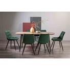 Bentley Designs Rhoka Weathered Oak 6-8 Seater Dining Table With Peppercorn Legs & 6 Seurat Green Velvet Fabric Chairs With Black Legs