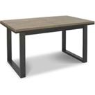 Bentley Designs Violi Weathered Oak 4-6 Seater Dining Table With Peppercorn Legs & 4 Seurat Dark Grey Faux Suede Fabric Chairs With Black Legs