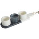 Interiors by PH Maison 3 Piece Condiment Paddle Board - White & Grey Marble