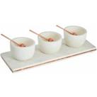 Interiors by PH Maison 3 Piece Condiment Paddle Board - White & Copper Marble