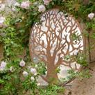 MirrorOutlet Small Bird Tree Design Round Garden Mirror 60 X 60 Cm 2Ft X 2Ft
