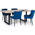 Julian Bowen Set Of Berwick Dining Table & 4 Luxe Chairs Blue