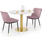 Julian Bowen Set Of Palermo Round Dining Table & 2 Delaunay Pink Chairs