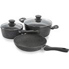 Schallen 3 Piece Non Stick Cookware Set With Lids - Grey With Black Handles