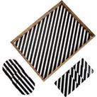 Penguin Home Set Of Serving Tray And Matching Coasters - Black And White Striped Design