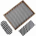 Penguin Home Set Of Serving Tray And Matching Coasters - Grey & White Striped Design