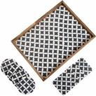 Penguin Home Set Of Serving Tray And Matching Coasters - Grey And White Diamond Design