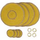 Penguin Home Set Of 12 Jute Placemats Coasters And Napkin Rings - Yellow Colour