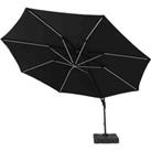 Royalcraft Deluxe 3.5m Round Solar Led Cantilever Grey Parasol with 100Kg Base