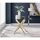 Furniture Box Leonardo Glass And Gold Leg Modern 4 Seat Dining Table