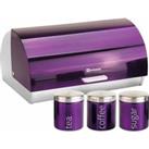 Sq Professional Gems Amethyst 4pc Bread Bin And Canister Set
