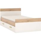 4Kids Single Bed With Under Drawer In Light Oak And White High Gloss (Lemon Handles)