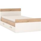 4Kids Single Bed With Under Drawer In Light Oak And White High Gloss (Opalino Handles)