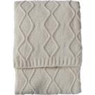 Crossland Grove Chenille Knit Cable Throw Cream 1300x1700mm