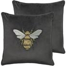 Paoletti Hortus Twin Pack Polyester Filled Cushions Charcoal