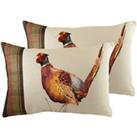 Evans Lichfield Hunter Pheasant Twin Pack Polyester Filled Cushions Multi 60 x 40cm