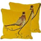 Paoletti Hunter Velvet Twin Pack Polyester Filled Cushions Mustard