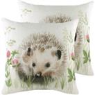 Evans Lichfield Hedgerow Hedgehog Twin Pack Polyester Filled Cushions Multi