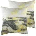Evans Lichfield Landscape Twin Pack Polyester Filled Cushions Grey / Ochre