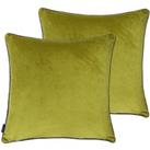 Paoletti Meridian Twin Pack Polyester Filled Cushions Moss/Charcoal
