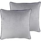 Paoletti Meridian Twin Pack Polyester Filled Cushions Silver/Navy